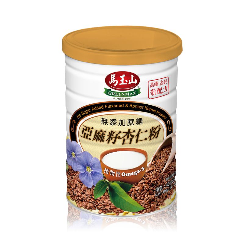 產品介紹 馬玉山食品工業股份有限公司無加糖亞麻籽杏仁粉400g 鐵罐